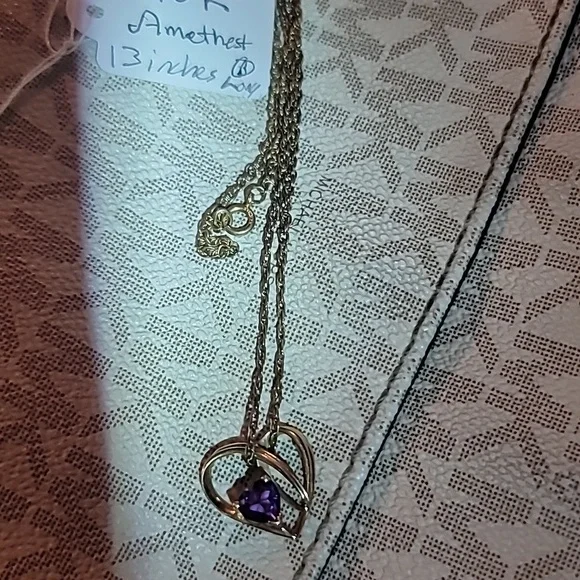 ✨ Stunning Vintage 10K Gold Amethyst Heart Pendant Necklace ✨